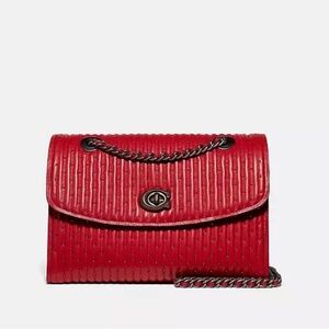 Coach Quilted Rivets Parker - Red Apple